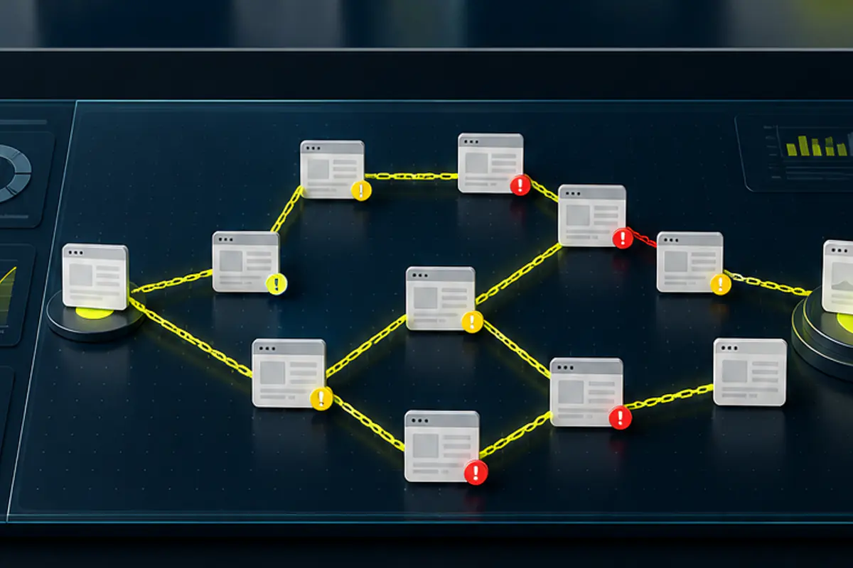 Illustration du diagnostic pour « Chaînes de redirections : comment les détecter et les corriger ? » : analyse des signaux techniques avant correction