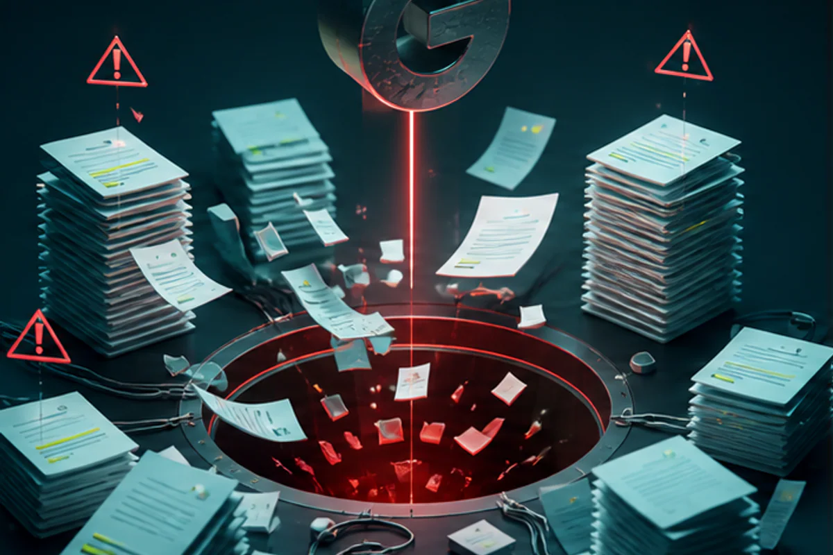 Illustration éditoriale de l’article « Contenu généré automatiquement et pénalité Google »