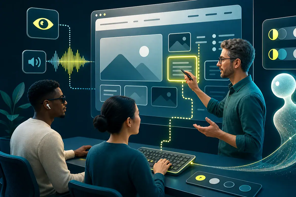 Illustration du diagnostic pour « Intelligence artificielle et accessibilité web : usages et limites » : analyse des signaux techniques avant correction