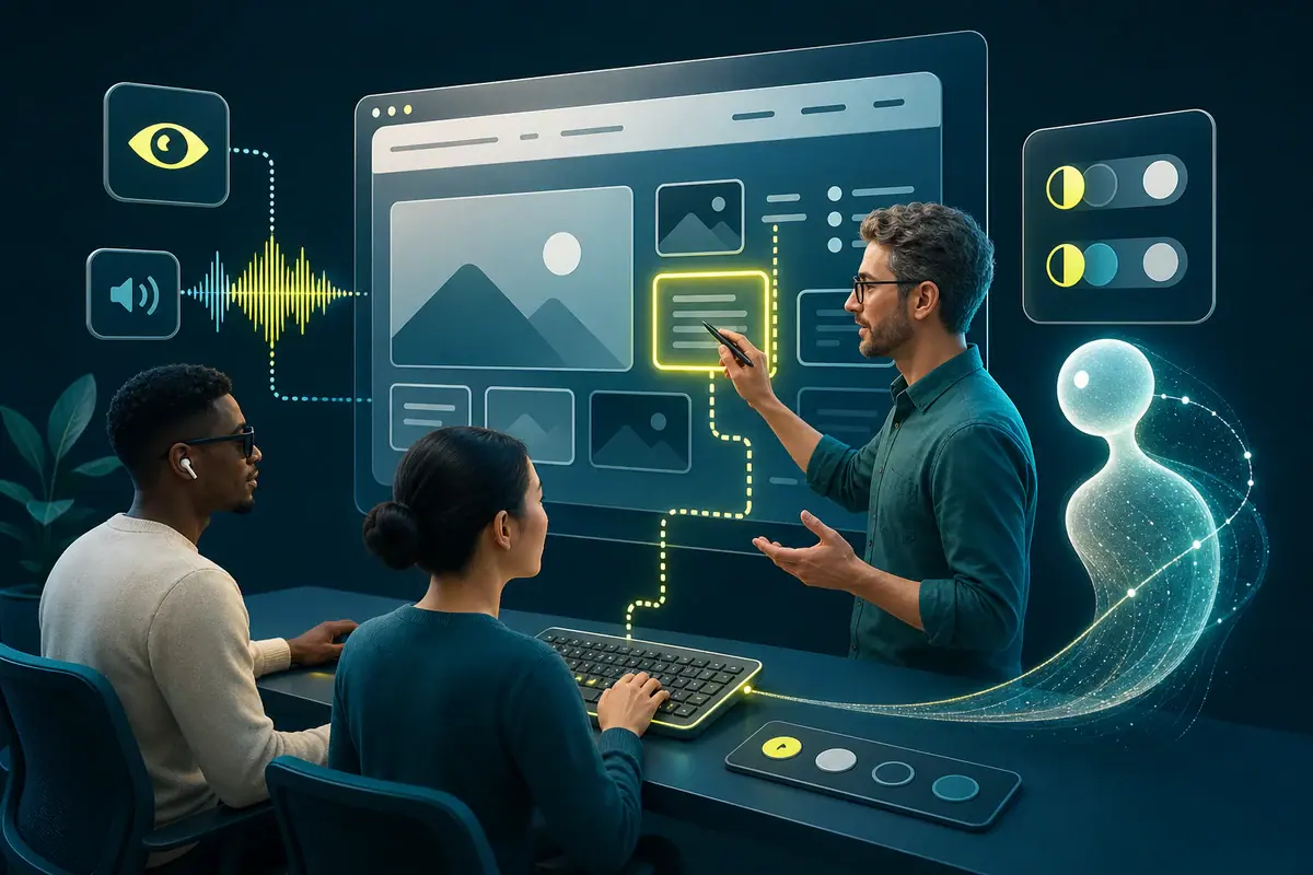 Illustration éditoriale de l’article « Intelligence artificielle et accessibilité web : usages et limites »