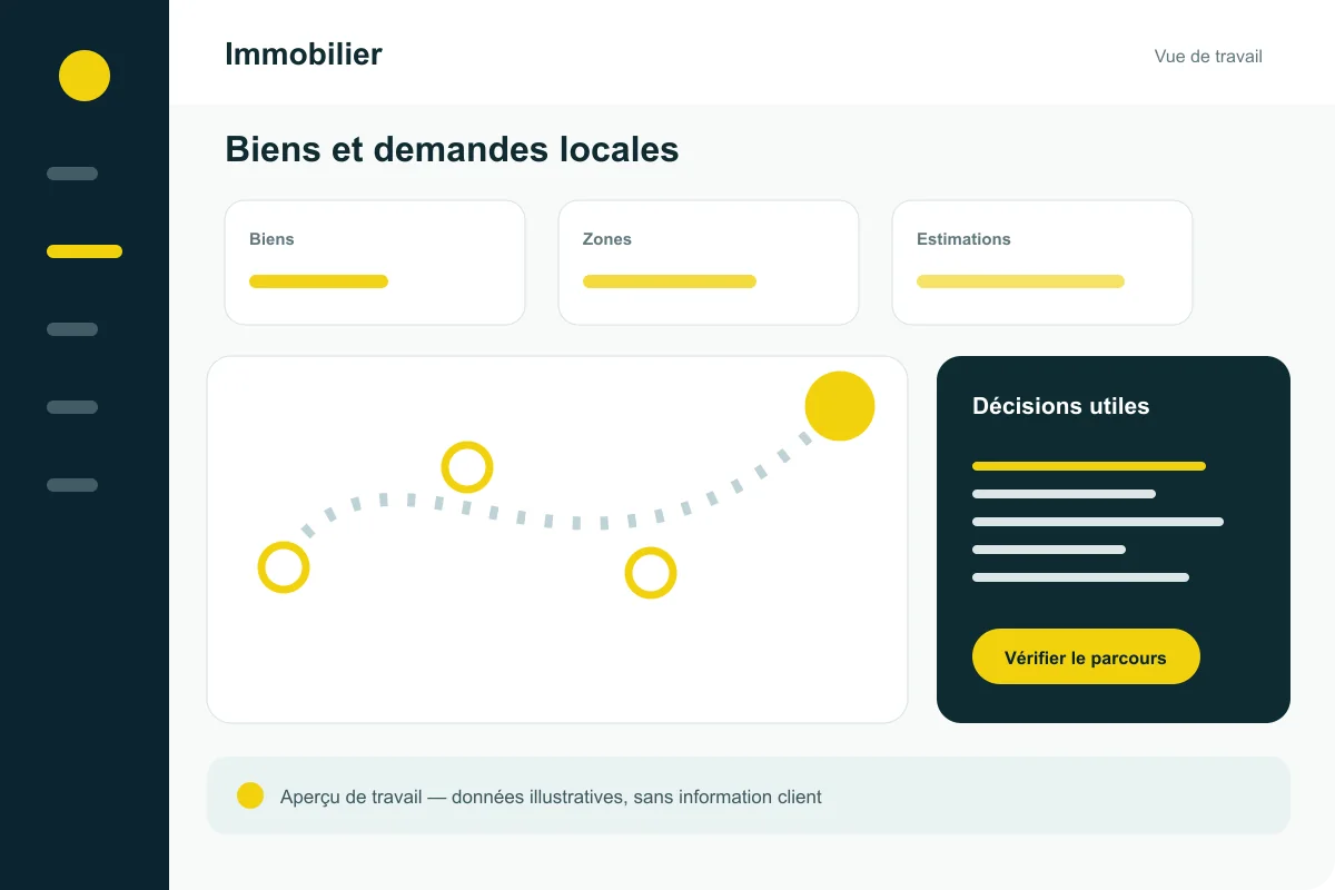 Interface illustrative de la solution Immobilier