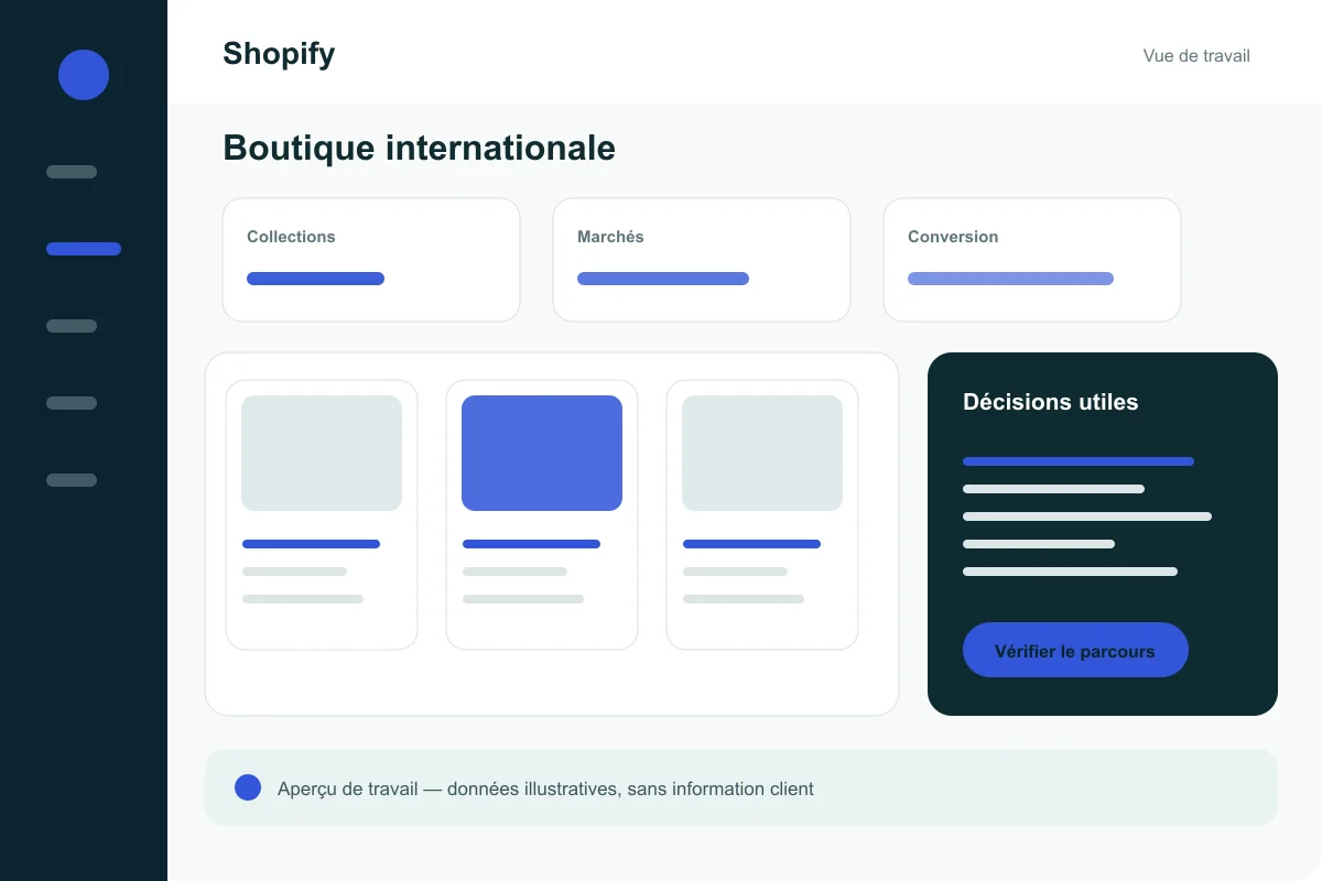 Interface illustrative de la solution Shopify
