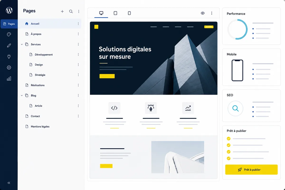 Interface illustrative de la solution WordPress